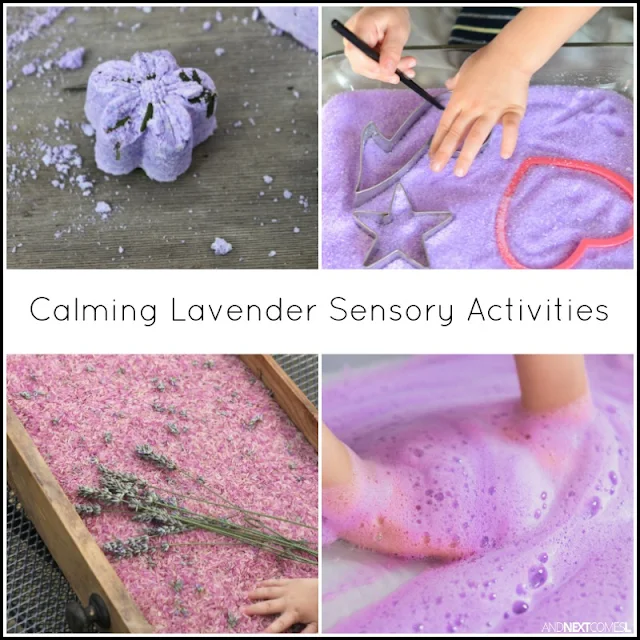 Calming lavender scented sensory activities for kids from And Next Comes L