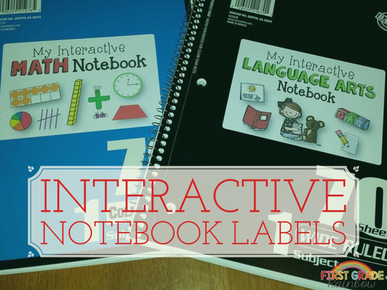 Over the 1st Grade Rainbow Interactive Notebook Labels