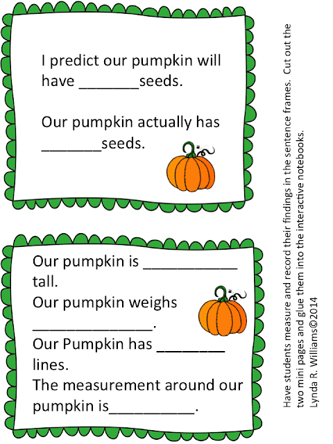 pumpkin lesson sentence stems