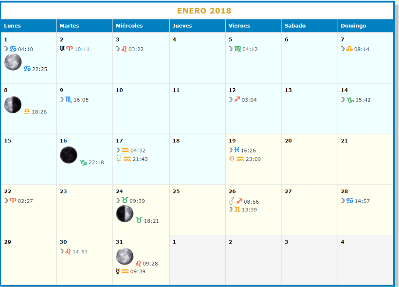 Calendario Lunar 2020 Calendario 2019