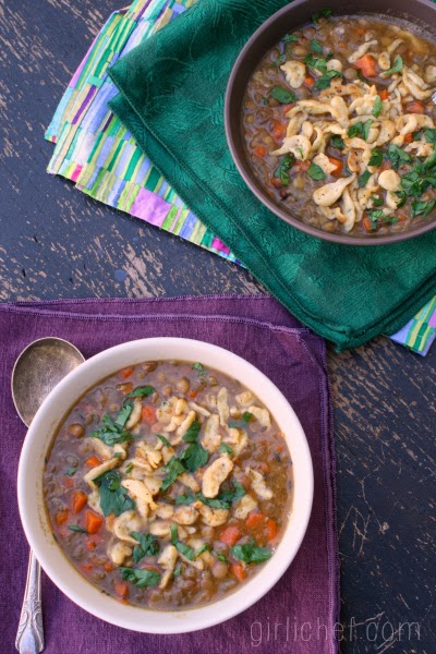 Herbed Spaetzle and Lentil Soup {#30DaysofFamilyHealth w/ @AmDiabetesBooks} | www.girlichef.com