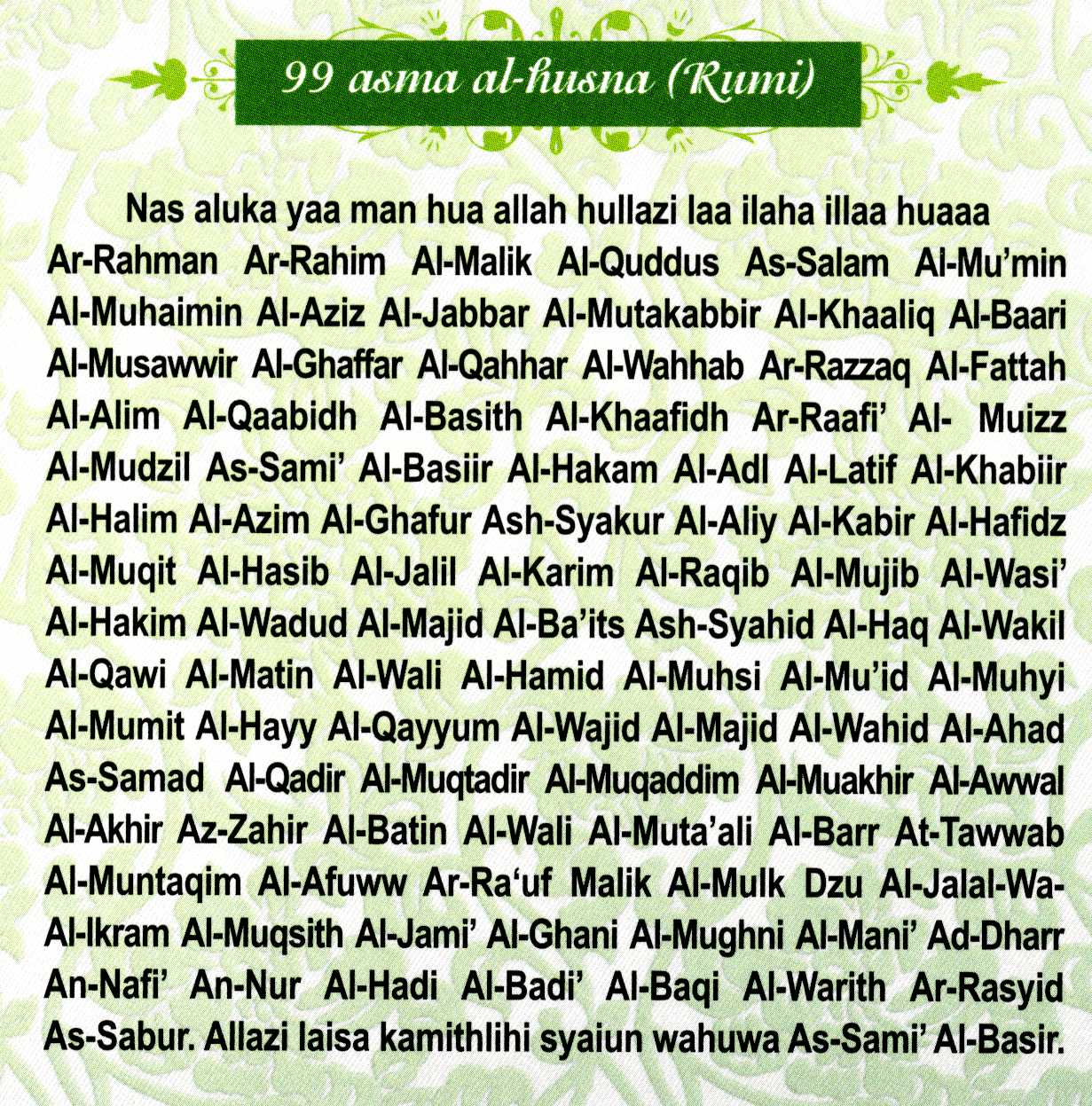 99 Nama Allah Lirik Rumi - Collingjb