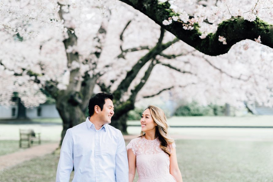 Cherry Blossom Engagement Session by Seattle Wedding Photographer Something Minted