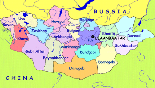 Image result for map of mongolia showing provinces