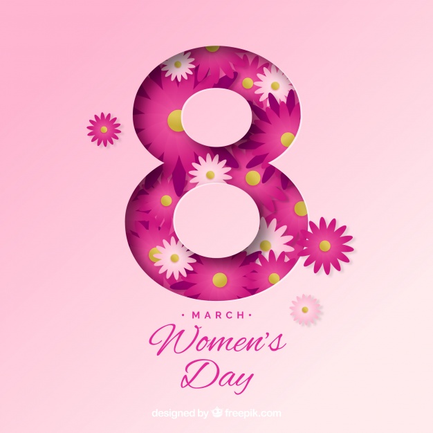 Women's day 8 march background in paper Free Vector