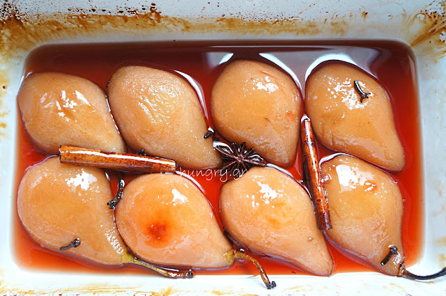 Baked Pears In Spiced Pomegranate Syrup