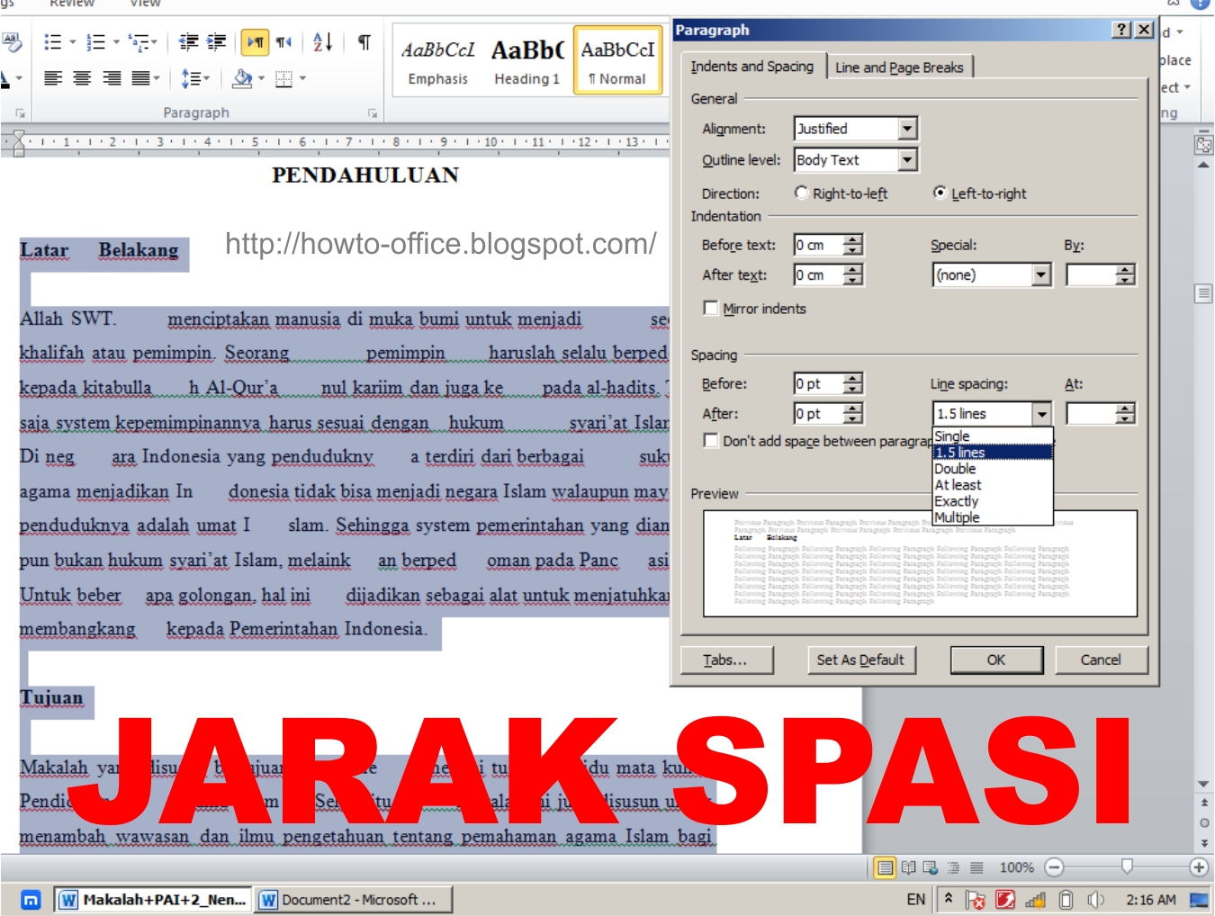 ️ Cara Mengatur Spasi Di Word 2010