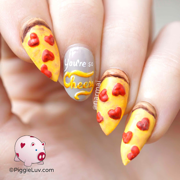 piggieluv pizza nail art valentine's