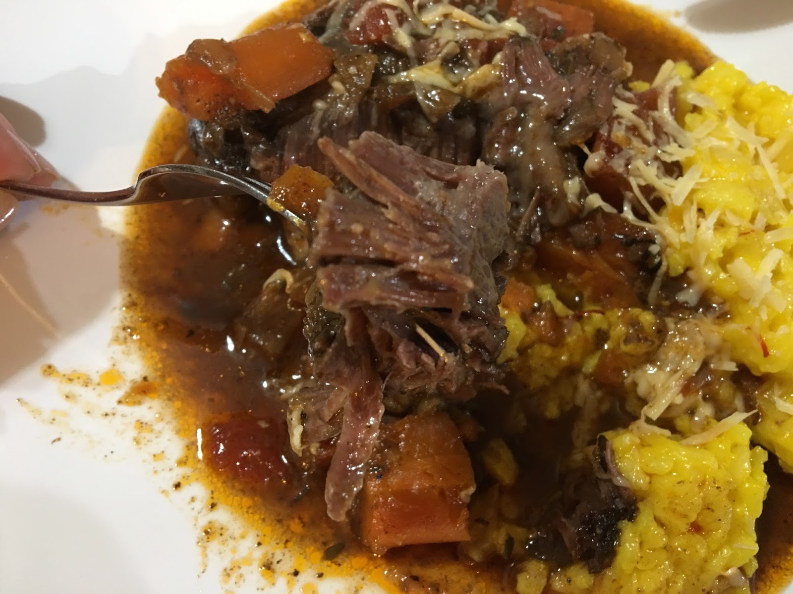 Beef Cheeks with Thyme, Chilli and Ginger Beer with Saffron Risotto A