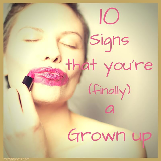 Woman covering her lips (and face) in lipstick - "10 signs that you're (finally) a grown up" 