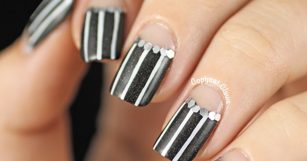 Copycat Claws: 31DC2014 Day 18 - Pinstripe Half Moons...and Another  Giveaway!