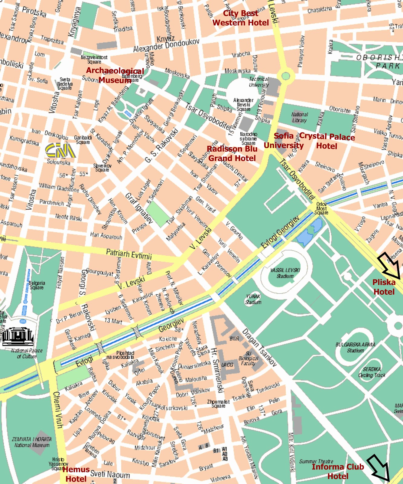 Map of Sofia, Bulgaria Map of Sofia, Bulgaria