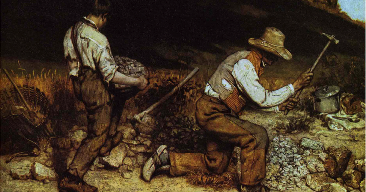 courbet’s the stone breakers The stone breakers (1849-50) artist: gustave courbet artwork description & analysis: at the same salon of 1850-51 where he made waves with a burial at ornans , courbet also exhibited the stone breakers . courbet’s the stone breakers The stone breakers (1849-50) artist: gustave courbet artwork description & analysis: at the same salon of 1850-51 where he made waves with a burial at ornans , courbet also exhibited the stone breakers .