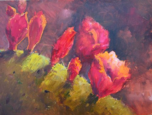 Daily Painters Abstract Gallery: Blooms on Cactus, Oil painting of ...