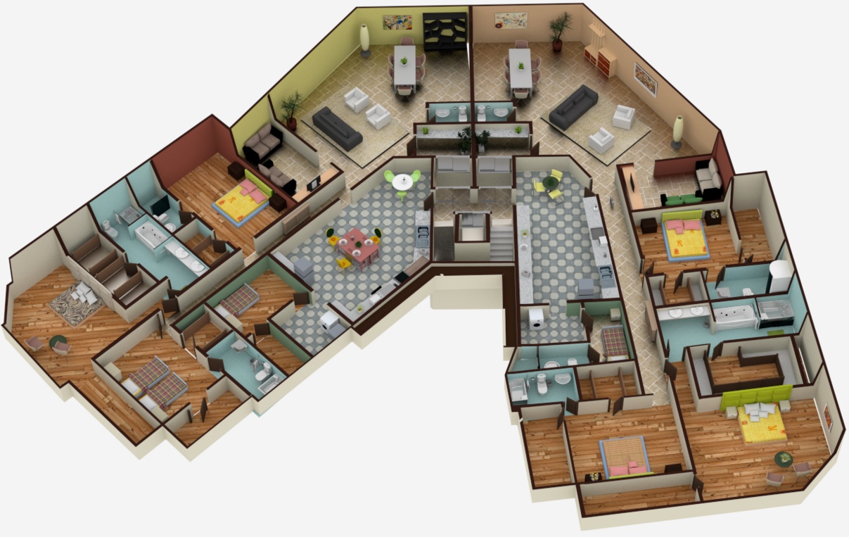 Get Dos Pisos Modernas Planos De Casas De 4 Dormitorios En 3D PNG