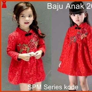 52SPM Baju Batik Dress, Anak Wanita Bunga Bordir Bj5052