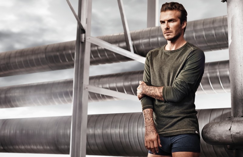 David Beckham shows off toned and tattooed torso for the H&M Bodywear Campaign Spring/Summer 2014