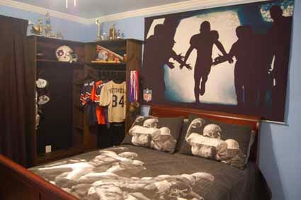 futbol americano en el dormitorio como decorar, cosas de futbol americano en el dormitorio