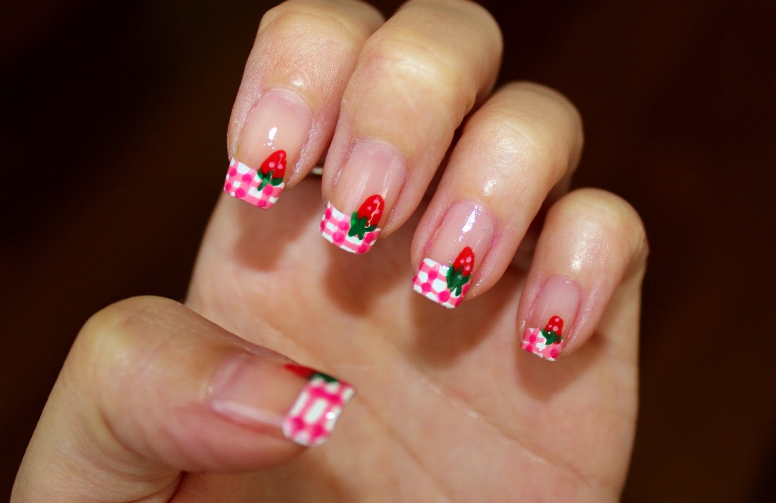 simple strawberry nail design