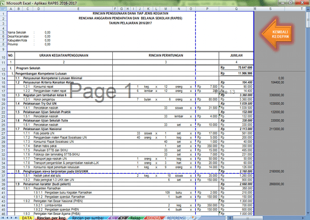Aplikasi Rapbs Format Microsoft Excel Untuk Tahun Pelajaran