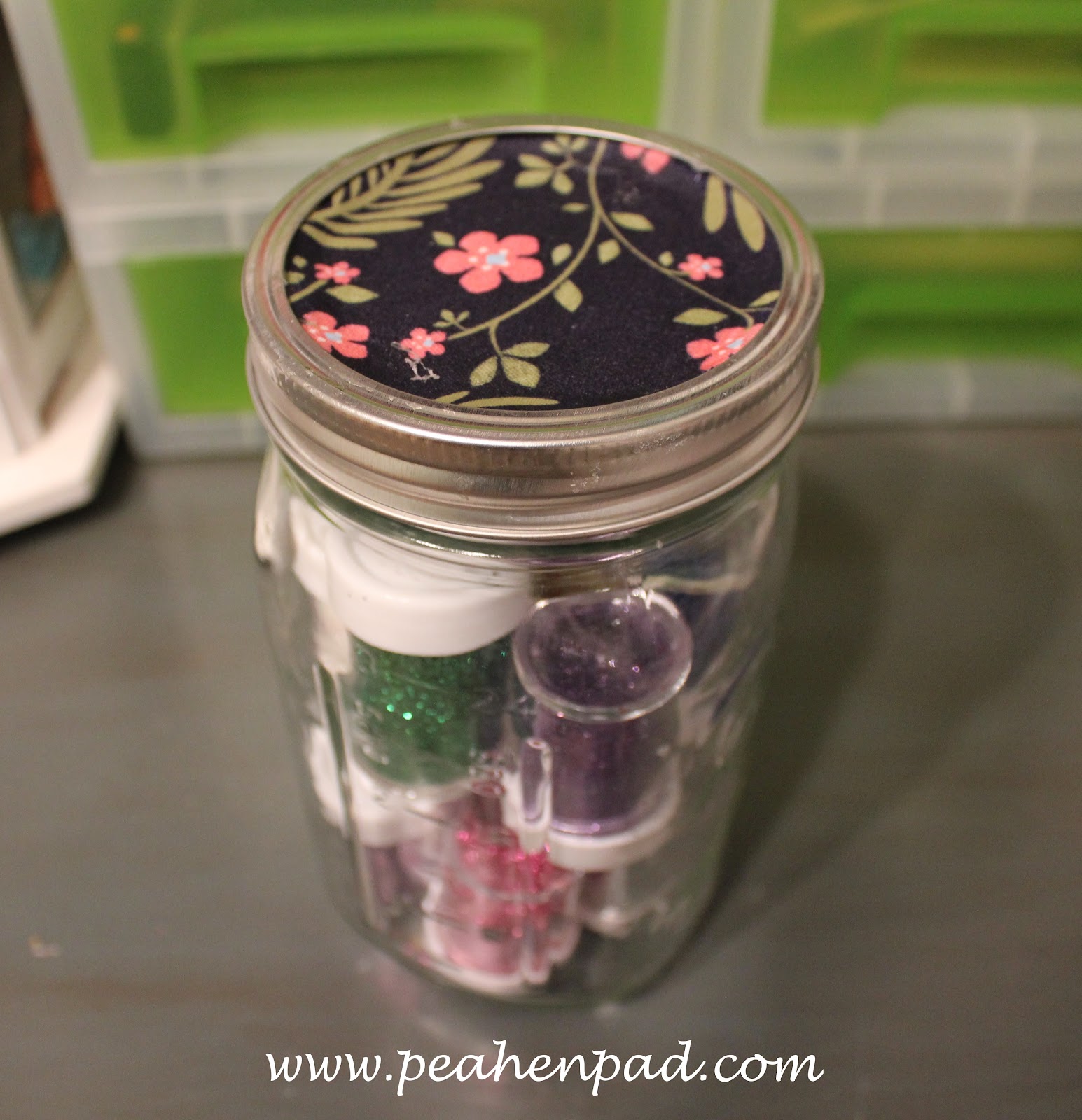 PeaHen Pad Fabric Covered Mason Jar lids