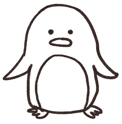 ペンギンのイラスト（動物） 白黒線画