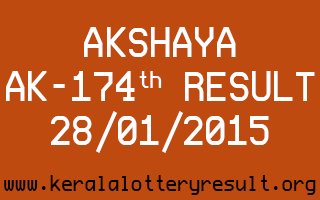 AKSHAYA Lottery AK-174 Result 28-01-2015