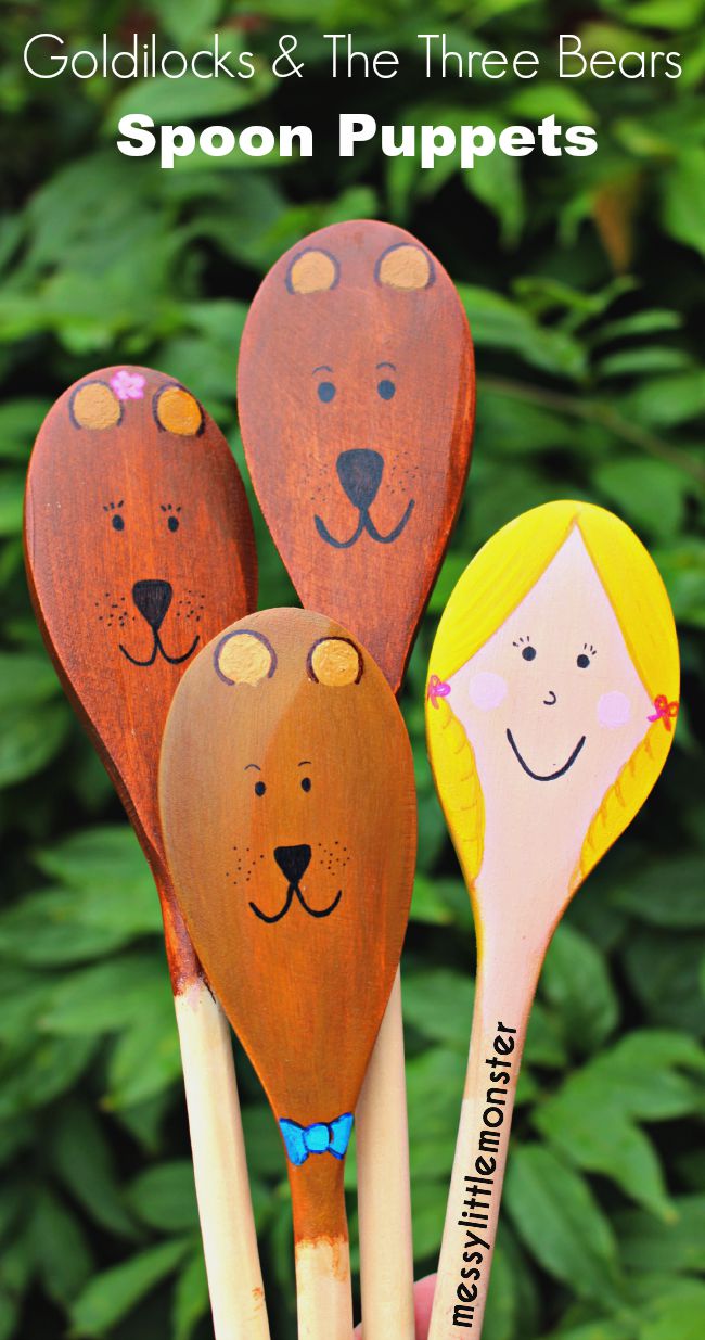 Goldilocks and the Three Bears Spoon Puppets - Messy Little Monster