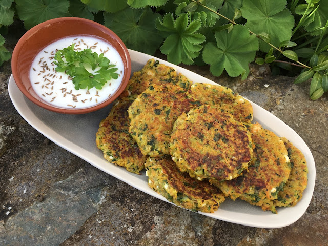 Spiced Courgette Carrot and Feta Fritters
