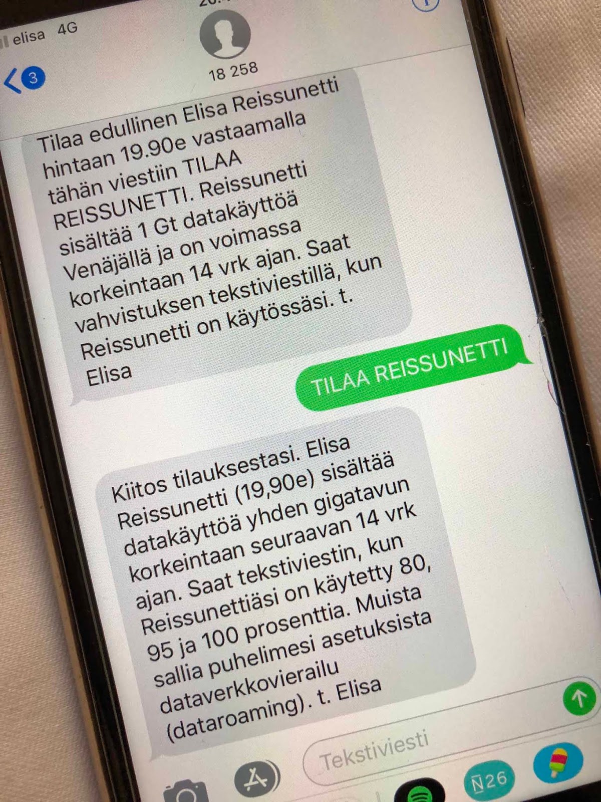 Reissunetin tilaus onnnistuu tekstiviestitse Elisa Reissunetti