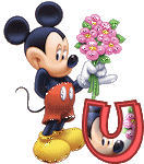 Alfabeto tintineante de Mickey con ramo de flores U.