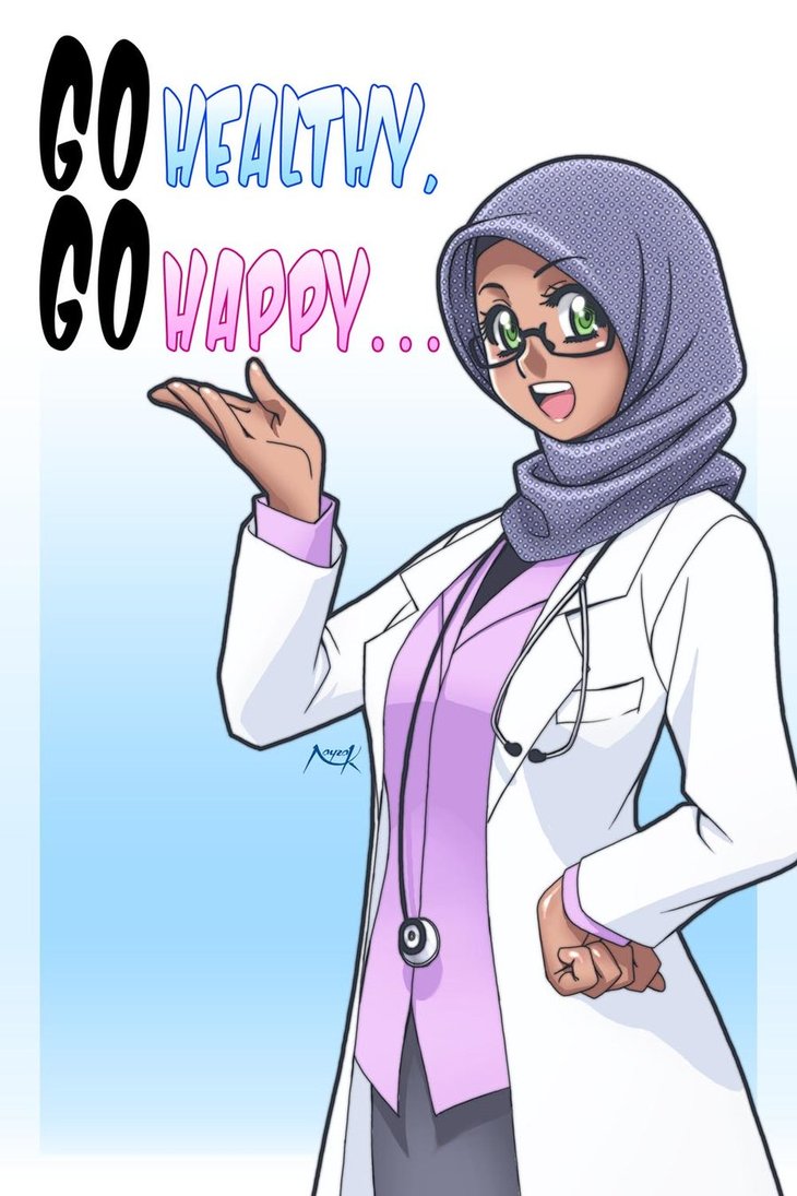 Gambar Mewarnai Gambar Dokter Memeriksa Pasien Kartun Gigi Muslim