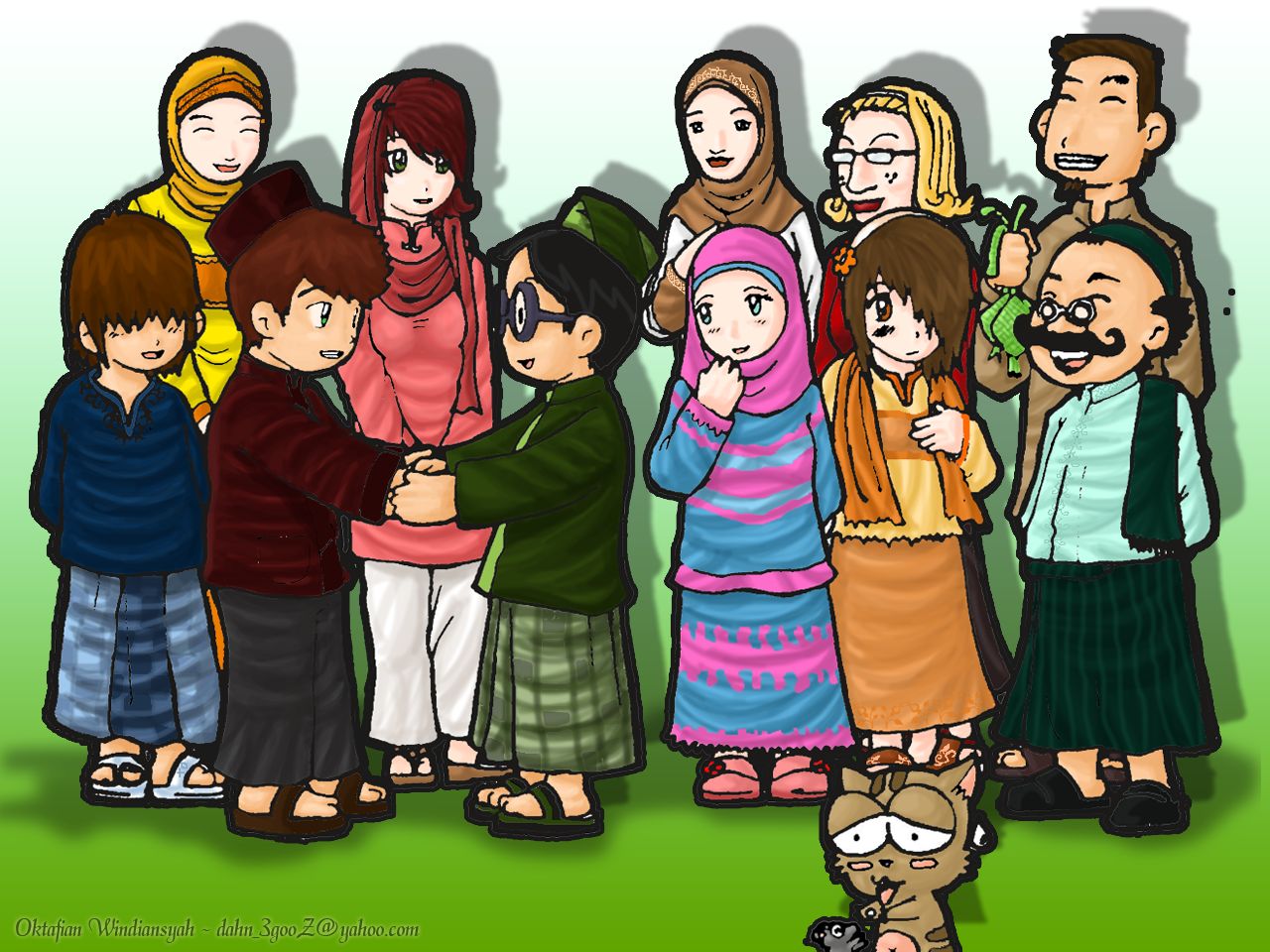  Kartun  Muslimah Hari Raya Gambar  Kartun 