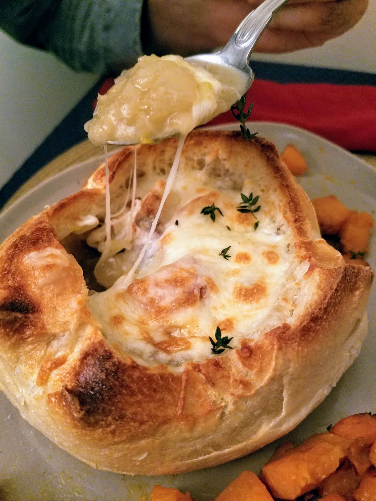 French Onion Soup in Bread Bowls