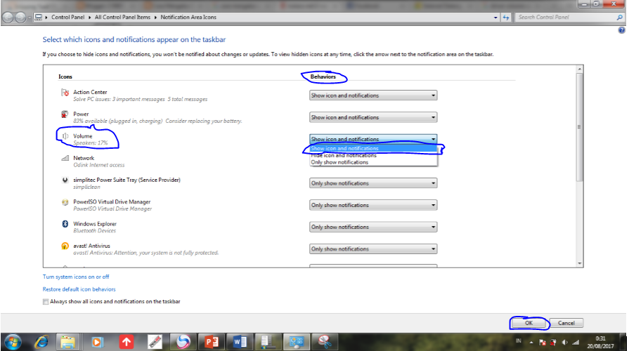 Cara Menampilkan Icon Speaker / Volume di Taskbar Pada Windows 7