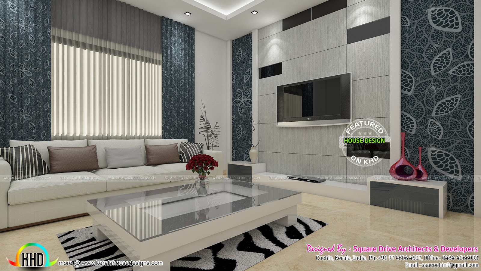 Living and bedroom interiors, Kerala - Kerala home design and floor