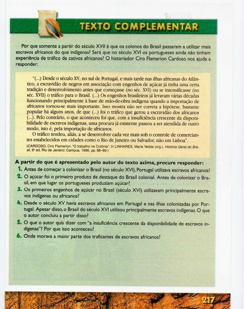 Atividades Sobre Tráfico Negreiro 7o Ano Com Gabarito - RETOEDU