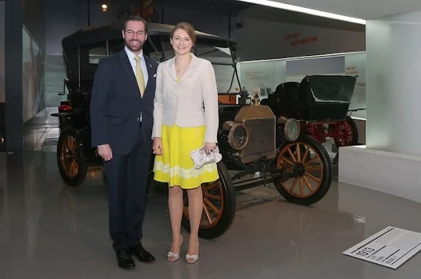 Hereditary Grand Duke Guillaume and Hereditary Grand Duchess Stephanie of Luxembourg visit China, Beijing, Hong Kong, Shanghai. Style of Princess Stephanie