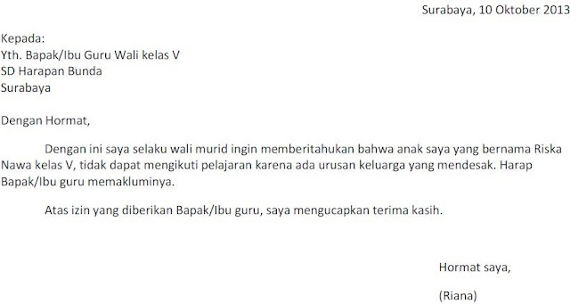 Contoh Surat Izin Tidak Masuk Kerja Karena Acara Keluarga