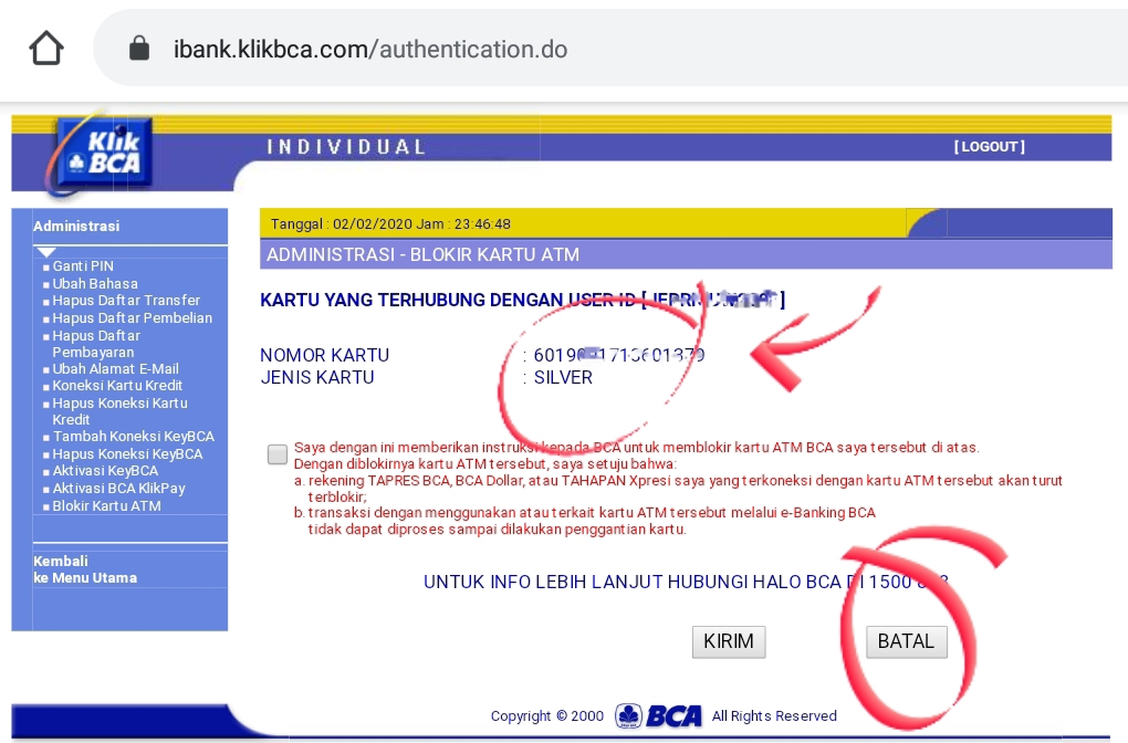 Cara Mengetahui 16 Digit Nomor Kartu Atm Bca Yang Hilang