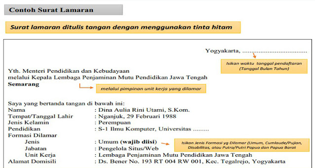 Contoh Surat Lamaran Cpns Untuk Rekrutmen Seleksi Cpns Terbaru Dapodik Co Id