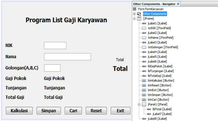 Program List Gaji Karyawan Menggunakan Java NetBeans