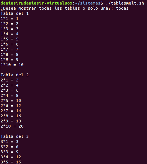 Script Tablas de Multiplicar en BASH
