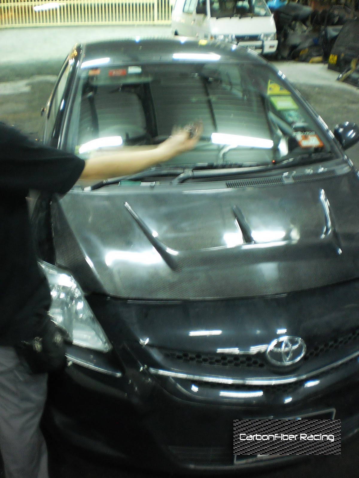 CarbonFiber Racing autoparts Black Vios'08 with CarbonFiber Racing hood