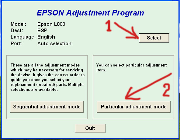 Printer Service Solution: Adjustment Program Epson L800