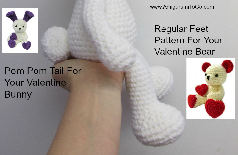 Regular Legs For Valentine Bear and Pom Pom Tail For Valentine Bunny