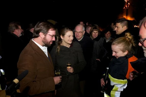 Hereditary Grand Duke Guillaume and Hereditary Grand Duchess Stéphanie of Luxembourg participated in the annual traditional ceremony of Buergbrennen