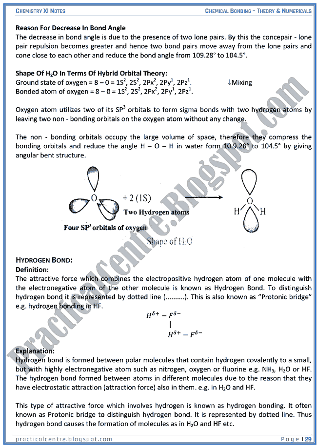 Chemical Bonding - Theory And Numericals (Examples And Problems) - Chemistry XI