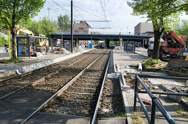 Baustelle Ersatzhaltestelle M4, Kanalarbeiten, Greifswalder Straße 168, 10409 Berlin, 22.04.2014