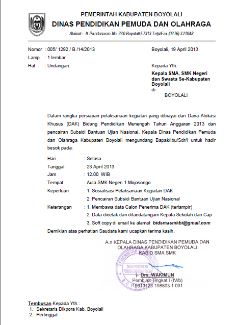 99 FREE DOWNLOAD CONTOH SURAT DINAS UNDANGAN ANTAR SEKOLAH FORMAT DOC